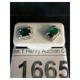 Sterling Silver Earrings with Green Stones