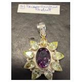 Amethyst and Peridot Sunburst Pendant