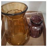 Amber and Pink Glass Vase Collection