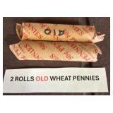 Two Rolls of Wheat Pennies in Wrappings