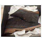 Aston Grey Black Leather Boots, Size 10