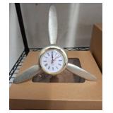 Propeller-Inspired Desk Clock with Metal Frame