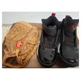 Rawlings Baseball Glove and Air Jordan Shoes