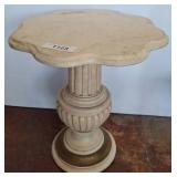 Scalloped Marble-Top Pedestal Table, 16in