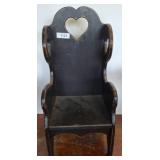 Black Painted childs Wood Chair With Heart Cutouts