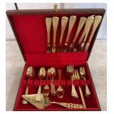 Gold-Plated Flatware Set in Wooden Case