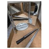 Tri-Fold Mirror and Two ring size Rods