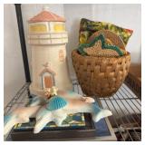 Ceramic Lighthouse Jar with Decor Items Lot