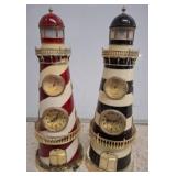 Lighthouse-Clad Clocks With Thermometers
