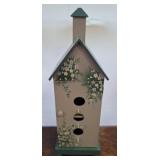 Wooden Birdhouse-Shaped Cabinet With Floral Design