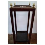 Wood Stand with Brass Finials and Open Frame