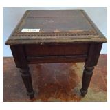 Wooden Side Table with Carved Edge Details