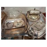 Silverplate and Glass Serving Items