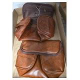 Brown Leather Travel Toiletry Bags
