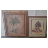 Two Framed Floral and Botanical Prints