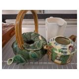 Three Ceramic Teapots and Pitcher Assortment