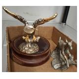 Metal Eagle and Deer Figurines on Bases
