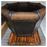 Woven Rattan Planter with Wooden Base