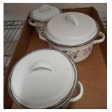 Floral Enamel Stockpots with Lids