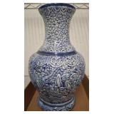 Blue And White Ceramic Vase, Marked 1973