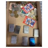 Coins, Trading Cards, and Lighters