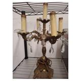 Bronze-Style Candelabra With Crystal Drops
