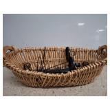 Wicker Basket with Metal Candleholder Insert
