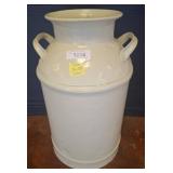 White Metal Milk Can with Two Side Handles