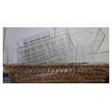 Metal Wire Baskets and Woven Rope Tray Set