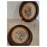 Oval Needlepoint Wall Art in Wooden Frames