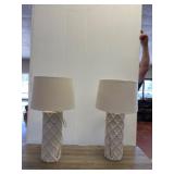 White Ceramic Table Lamps, 28in