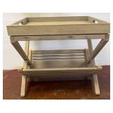 Distressed Wood Folding Tray Table With Shelf 25x2