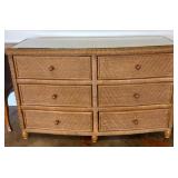 Woven Rattan Dresser with Six Drawers