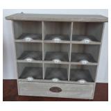 Gray Wooden Cubby Shelf With Drawer