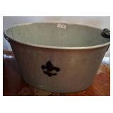 Galvanized Metal Tub with Decorative Motif