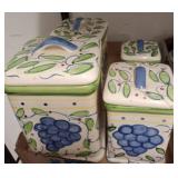 Ceramic Canisters with Grape Motif