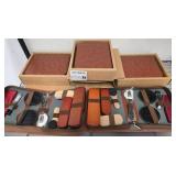 Eleven-Piece Shoe Care Travel Sets in Cases