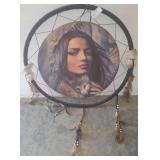 Large Dreamcatcher With Woman and Wolf Design