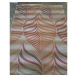 Orange and Beige Leaf Patterned Outdoor Rug
