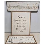 3 Rustic Wood Wall Plaques With Text