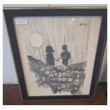 Framed Monochrome Artwork by Artist, 1969