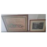 Two Framed Prints Including Poem and Village Scene
