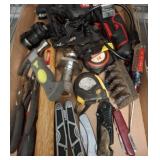 Box Lot of Assorted Hand Tools and Power Drill