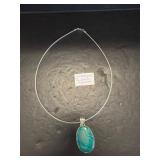 Green Agate Pendant on 925 Silver Chain