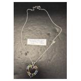 Sterling Silver Necklace with Gemstone Heart Penda