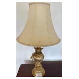Gold-Toned Table Lamp with Fabric Shade