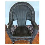 Black Wicker Rocking Chair with Rounded Backrest