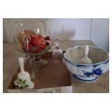 Decorative Bells, Compote Dish, and Glass Bowl