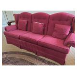 Red Upholstered Sofa by Friendship Upholstery