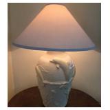 Ceramic Lamp with Dolphin Relief Design